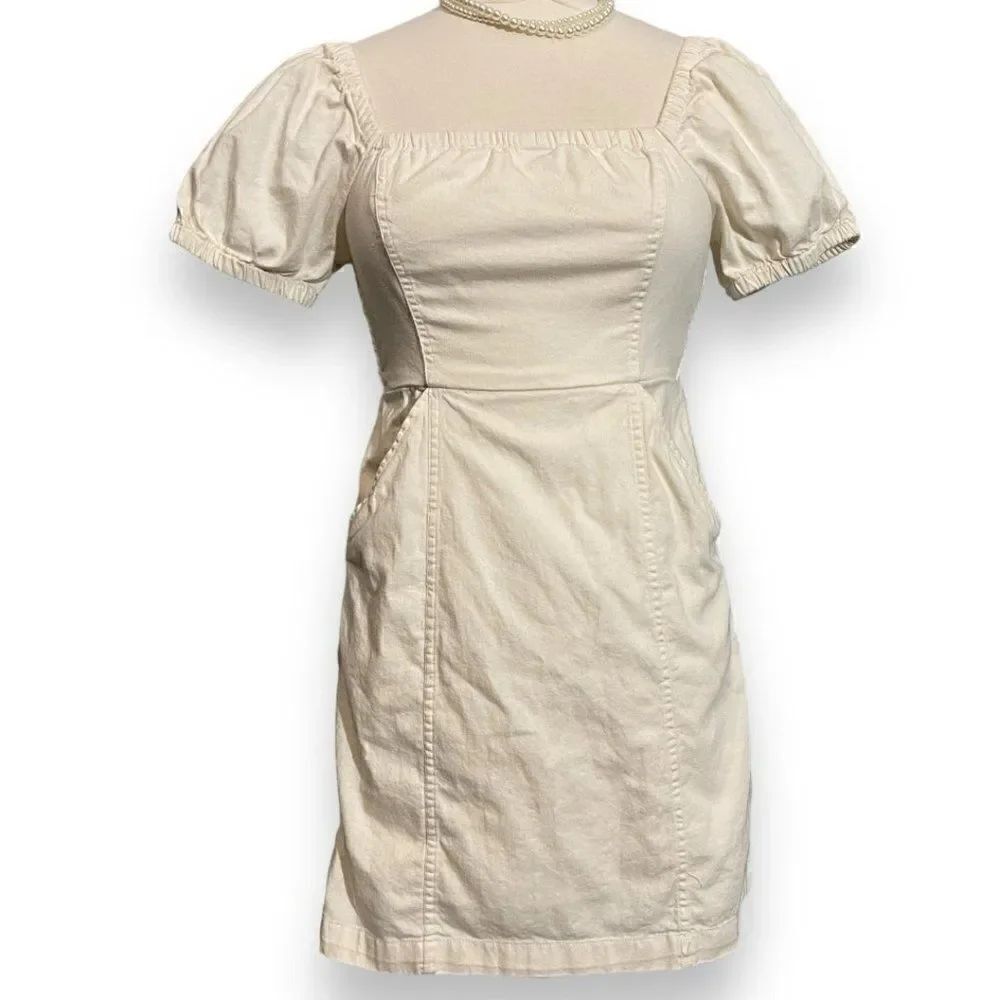 American Eagle XS Denim Babydoll Puff Sleeve Dress
